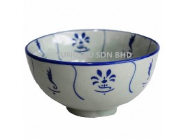 6^CERAMICS BOWL (HAND COLOR ANTIQUE BLUE)(11552)